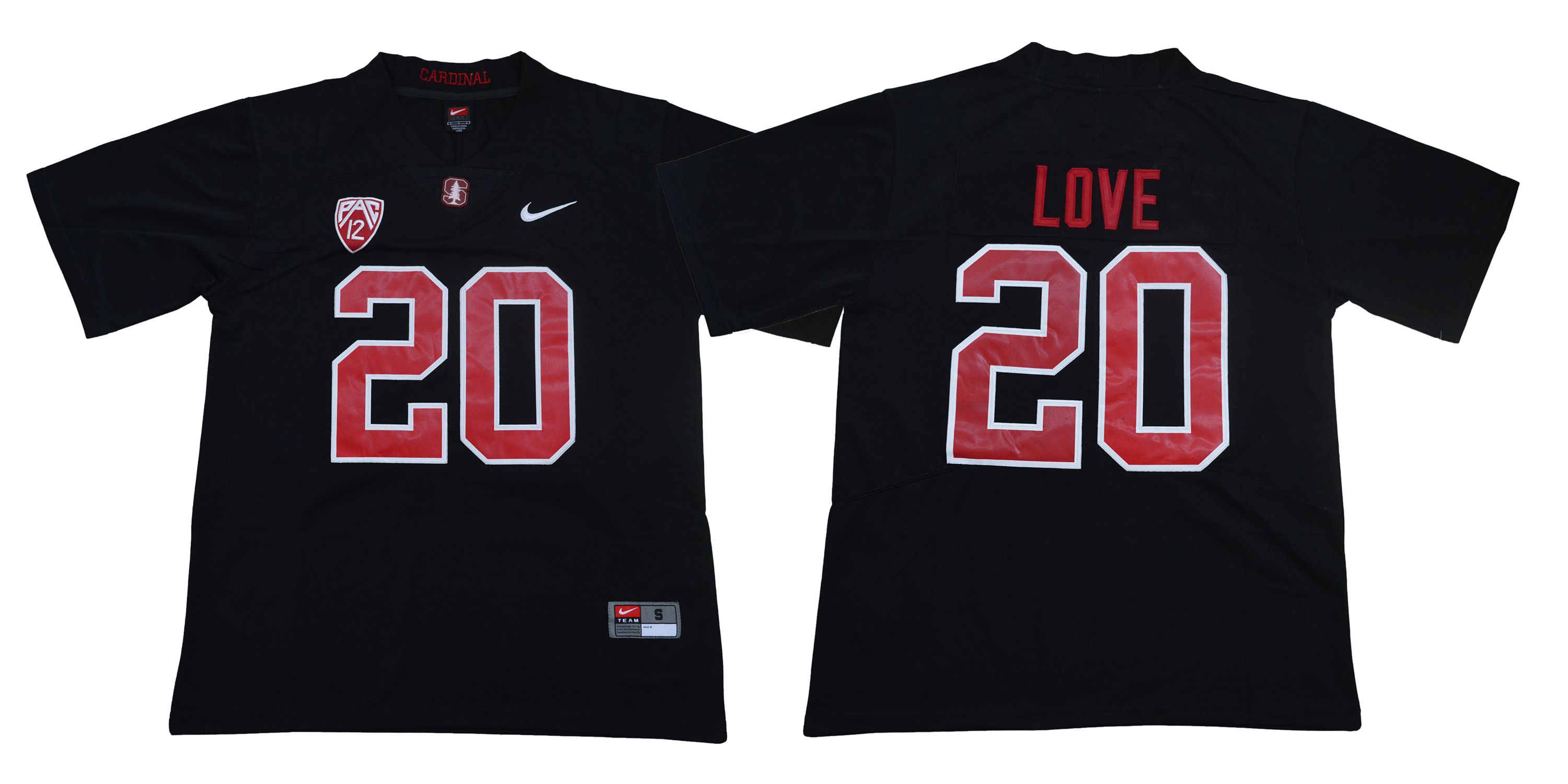 Men Stanford Cardinals #20 Love Black Nike NCAA Jerseys